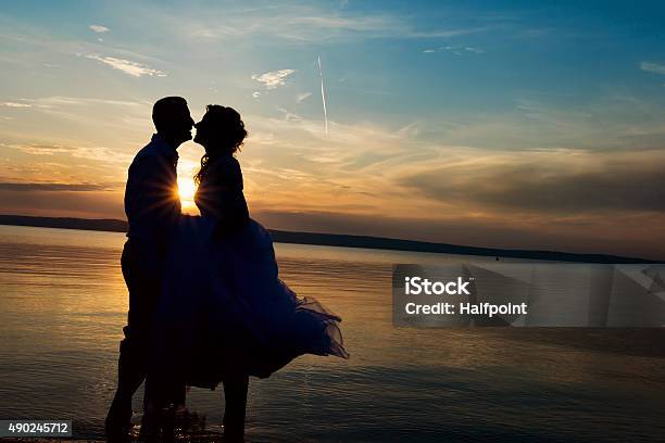 Beautiful Wedding Couple Stock Photo - Download Image Now - Lake, Wedding, 2015