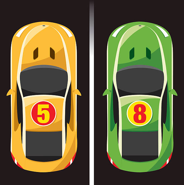 two color race car vector art illustration