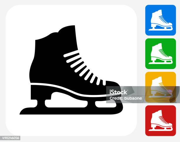 Ice Skates Icon Flat Graphic Design Stock Illustration - Download Image Now - Ice Skate, Icon Symbol, 2015