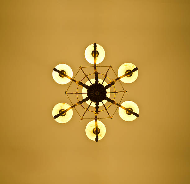 bottom view under chandelier in light brown tone