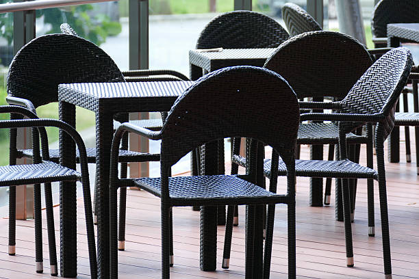 istock black rattan table and chair on the terrace 490246538