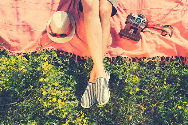 Relaxing in a meadow in the summer sun.