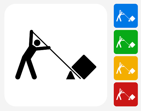 Lifting Icon. This 100% royalty free vector illustration features the main icon pictured in black inside a white square. The alternative color options in blue, green, yellow and red are on the right of the icon and are arranged in a vertical column.