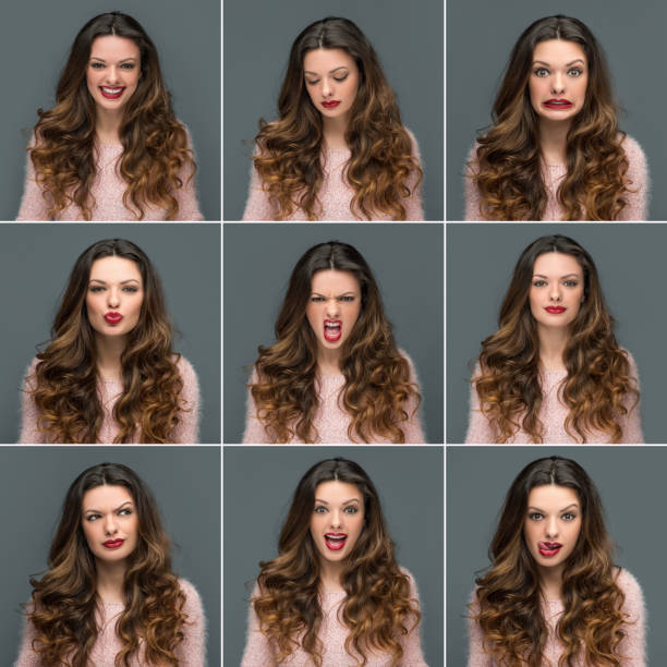 istock Young beautiful woman making various facial expressions 490250176