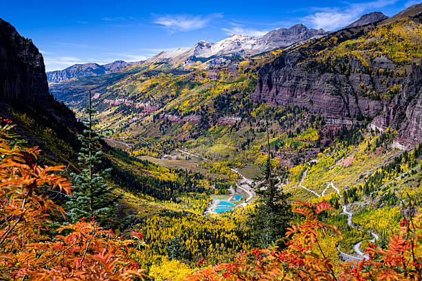 Mountain Views Looking at Town of Telluride stock photo