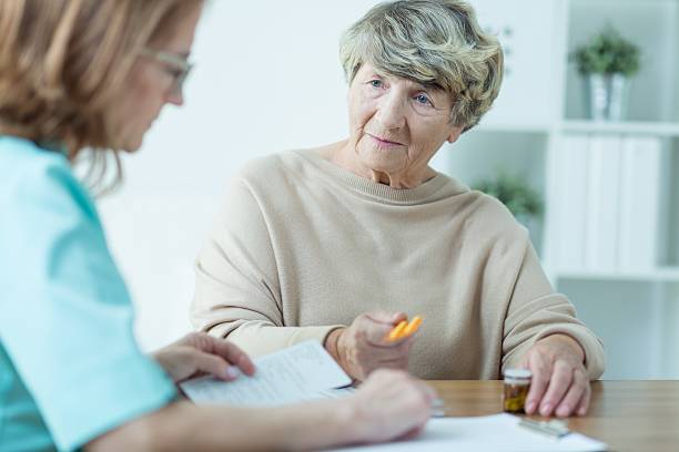 istock Aged female on medical consultation 490250946