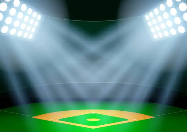 Vector illustration of Background for posters night baseball stadium in the spotlight