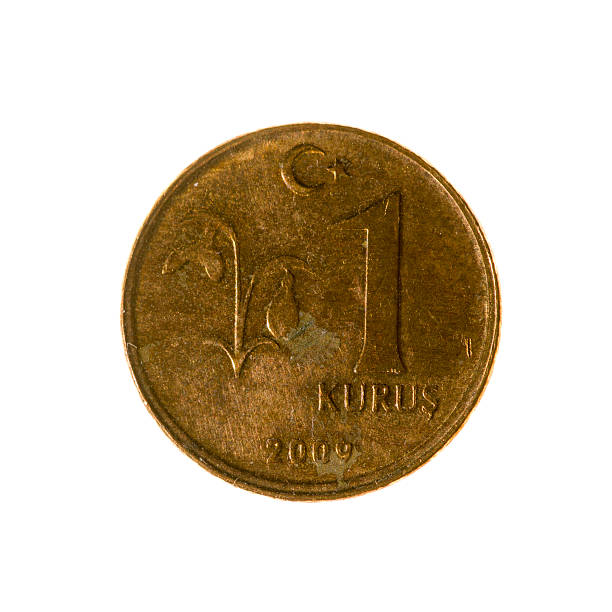istock coin one Kurush Turkey isolated on a white background. 490251288