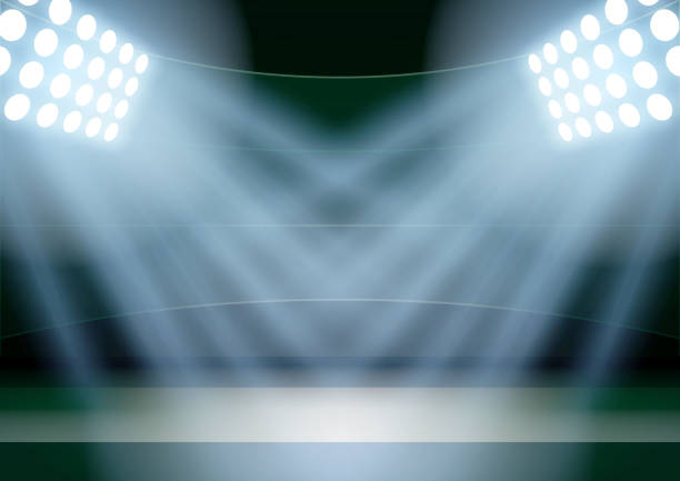 istock Background for posters night fencing stadium in the spotlight 490251370