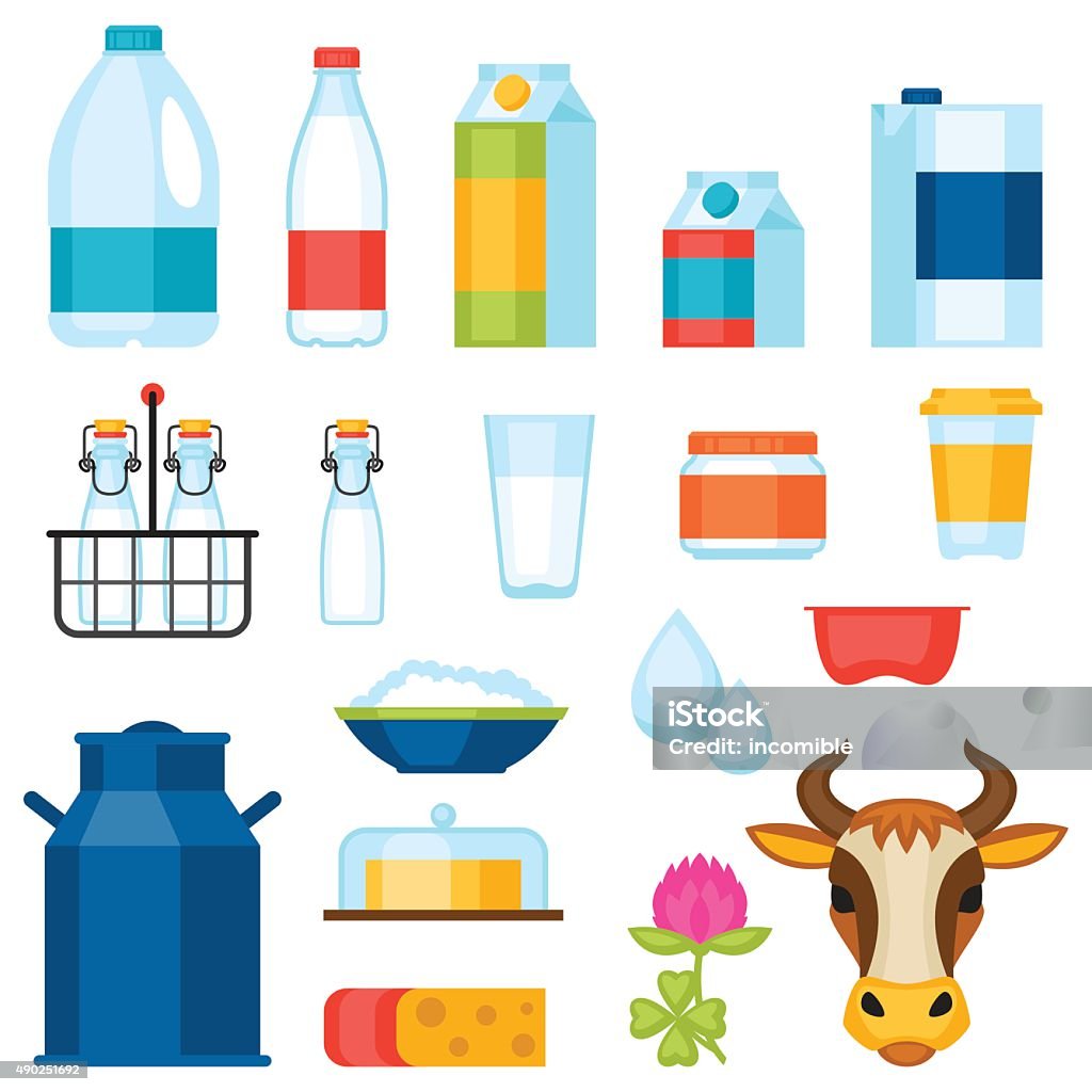 Milk set of dairy products and objects Milk set of dairy products and objects. 2015 stock vector