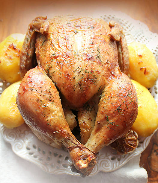 Roasted whole chicken with potatoes