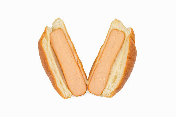 istock Slice sausage buns isolated on white background 490260313