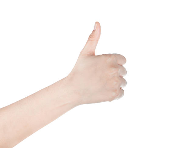 istock Woman hand with thumb up isolated on white background 490262309