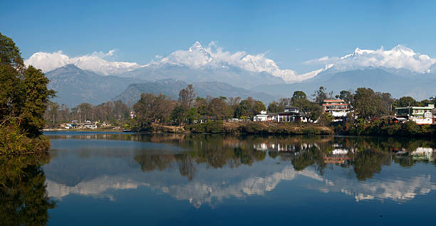 istock Reflection of mountain in Fewa Lake XXL 490263617