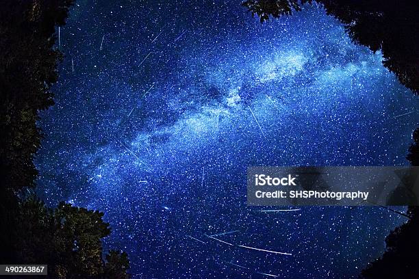 Perseid Meteor Shower Aug 12th 2013 Stock Photo - Download Image Now - Perseids, August, Meteor