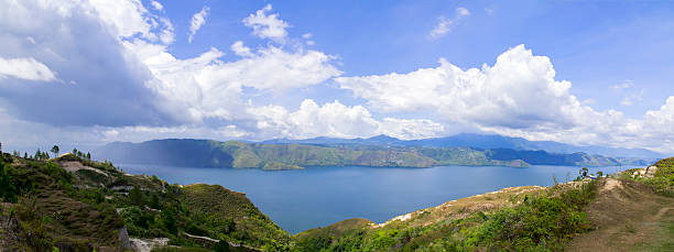 Panorama Lake Toba. stock photo