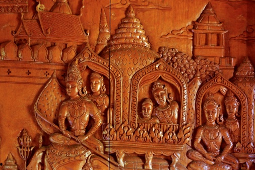 the detail of  handcraft wood carving for decorated temple,showing of thai pattern,Lampang temple,Thailand**