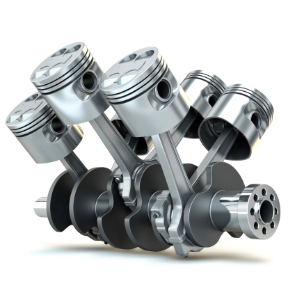 V6 motor pistons. 3D imagen. photo