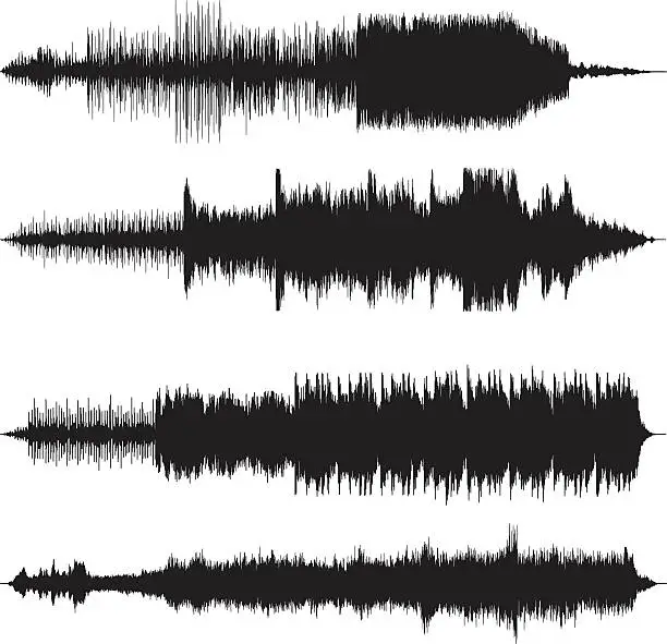 Vector illustration of sound waves waveforms sound tracks