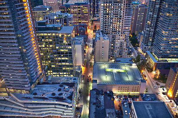 istock Toronto Downtown view from above at night. 490273048