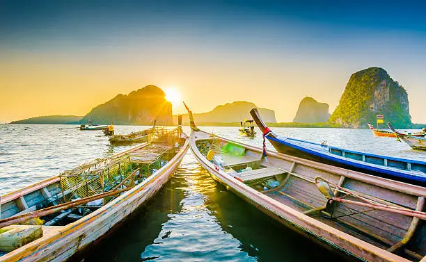 A Long Tail boat in the beautiful Thailand, Krabi Thailand