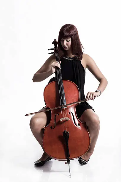 Cello musician on white  background