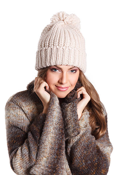 istock Pretty woman in warm clothes isolated 490276106