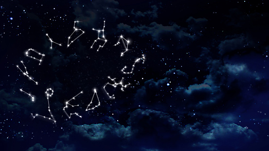 the zodiac sign of the beautiful bright stars on the background night sky