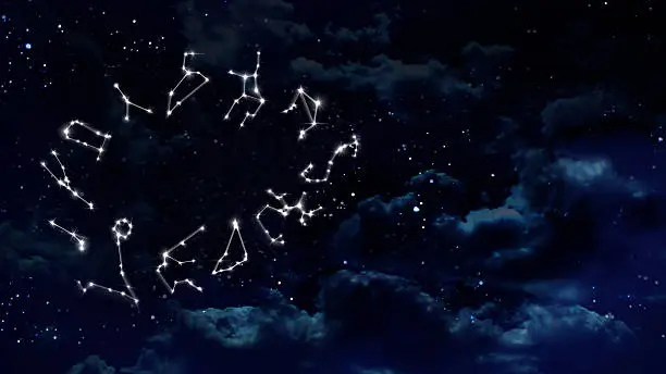 the zodiac sign of the beautiful bright stars on the background night sky