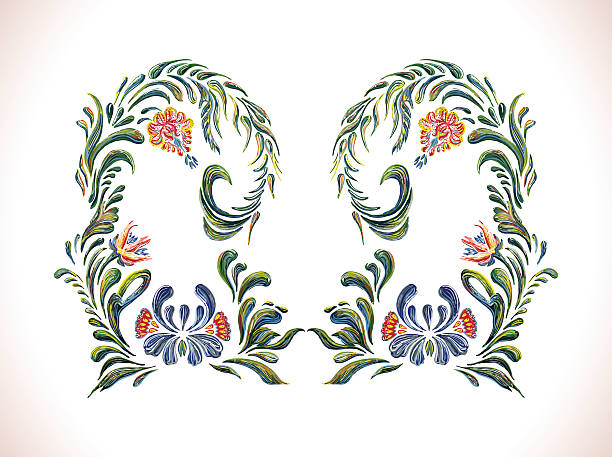 istock Beautiful vector border with flowers in vintage style. 490277892