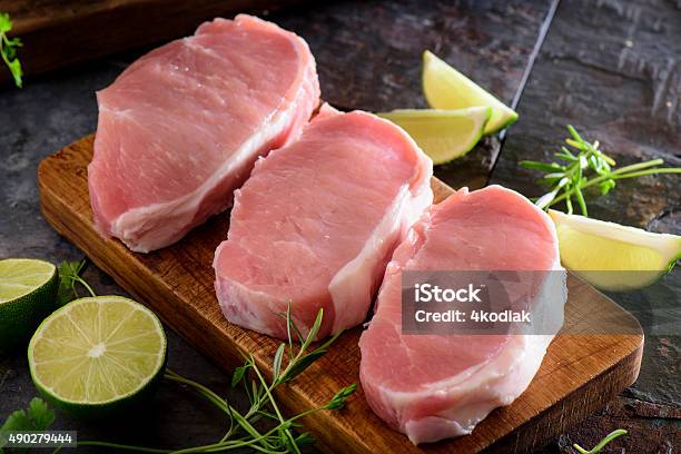 Fresh Raw Pork Loin Stock Photo - Download Image Now - Pork, Raw Food, Meat