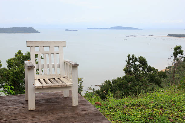 istock Wooden chairs with sea views 490280442