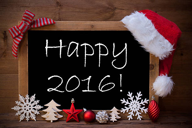 istock Brown Blackboard Santa Hat Christmas Decoration Happy 2016 490281686
