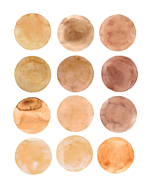 Set of watercolor vector blobs, isolated on white background. Brown vector circles. Hand-painted isolated brown circles set. brown stock illustrations
