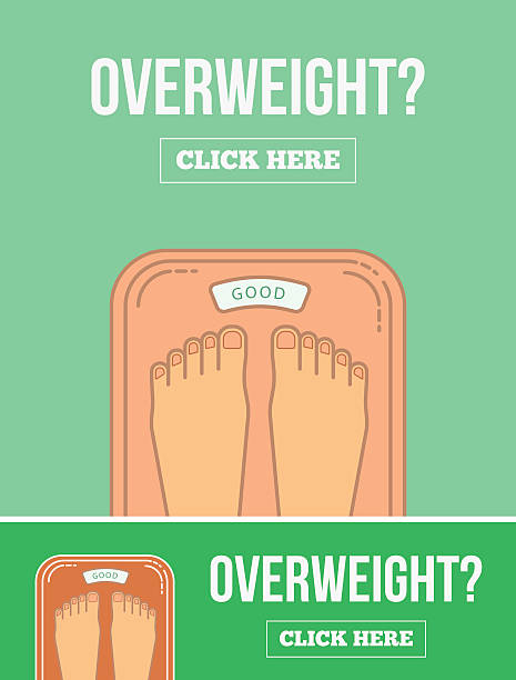 요실 척도 레그스. 중량 초과 배너입니다 디자인식. - dieting overweight weight scale help stock illustrations