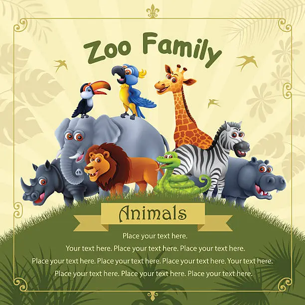 Vector illustration of Zoo Family