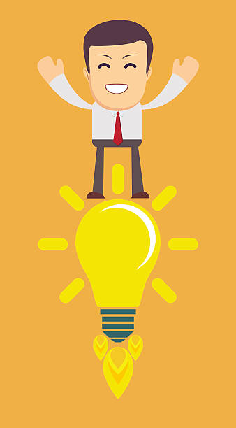 Young Man Having an Idea. Light bulb Young Man Having an Idea. Light bulb . Stock Vector illustration man with a light bulb over his head stock illustrations