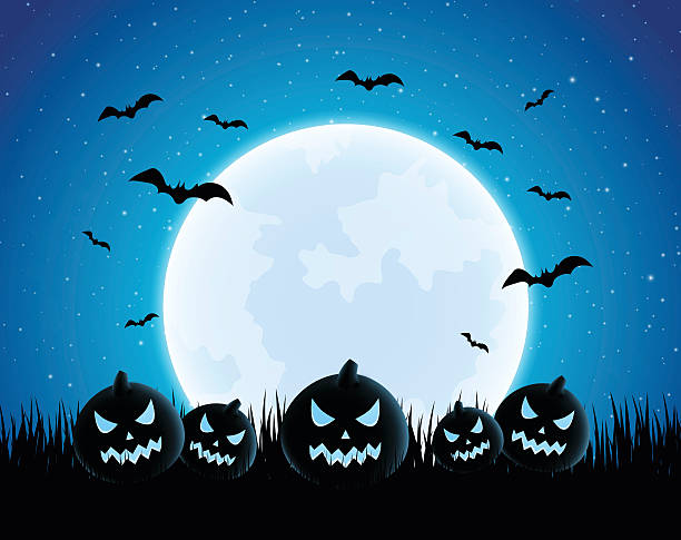Halloween background Illustration contains a transparency blends/gradients. Additional .aiCS6 file included. EPS 10 halloween moon stock illustrations