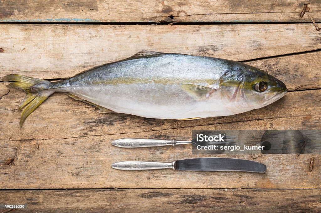 Seafood culinary recipe background Seafood culinary recipe background. Tuna fish on wood table top view image Bluefin Tuna Stock Photo