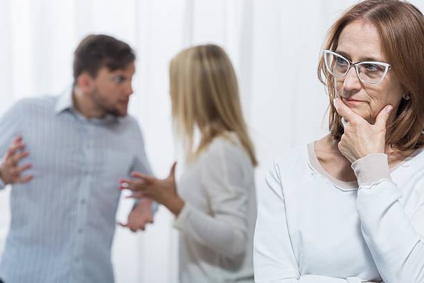 Conflict in family Psychologist is concerned about conflict in family annoying mother in law stock pictures, royalty-free photos & images