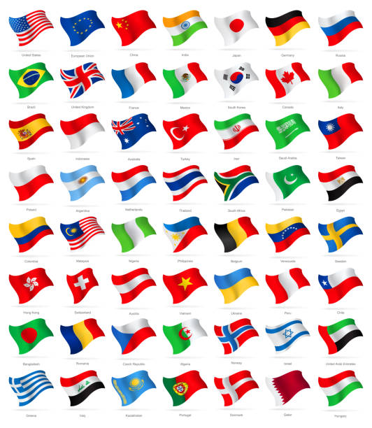world most popular waving flags - illustration - 歐盟旗 幅插畫檔、美工圖案、卡通及圖標