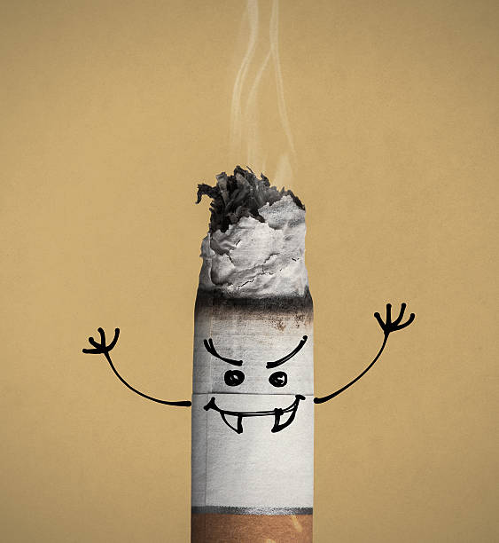 brennende zigaretten und lustiger charme - smoking smoking issues cigarette addiction stock-fotos und bilder