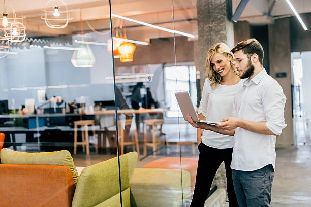 istock Coworkers in a modern office 490302428