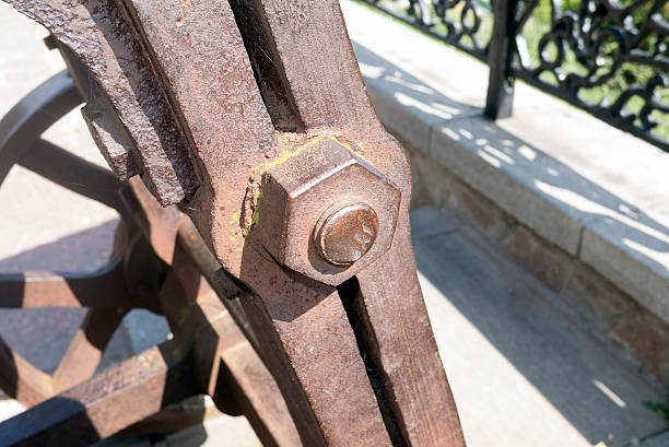 istock Aged rusty nut on the old mechanism. 490303122
