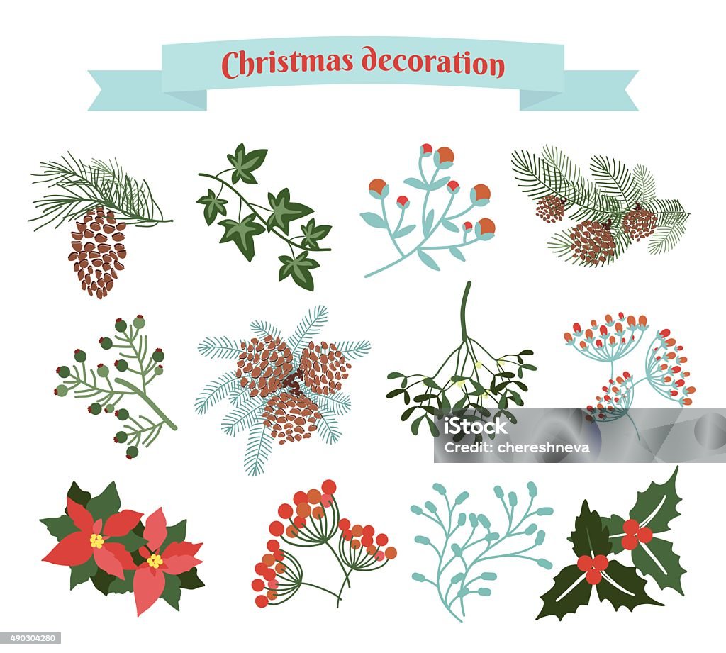 Christmas decoration .  set of elements Christmas decoration .  set of elements. EPS 10 illustration Amaryllis stock vector