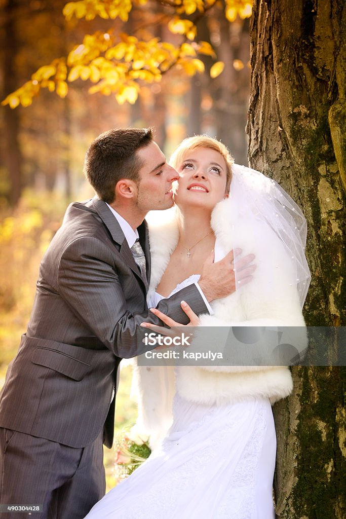 Bride and groom Bride and groom on their wedding day 2015 Stock Photo