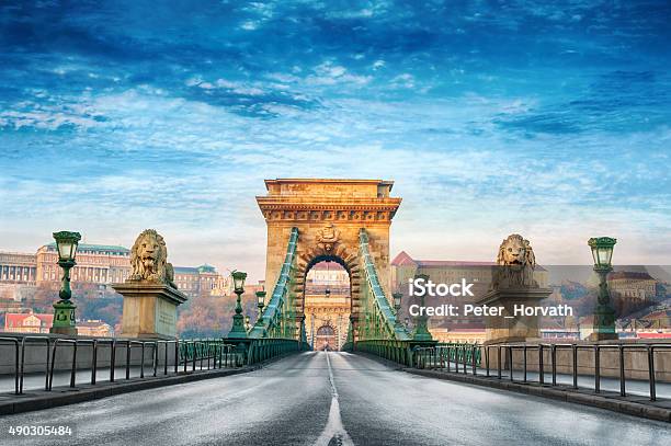 Chain Bridge Budapest Stock Photo - Download Image Now - Budapest, Hungary, Chain Bridge - Suspension Bridge