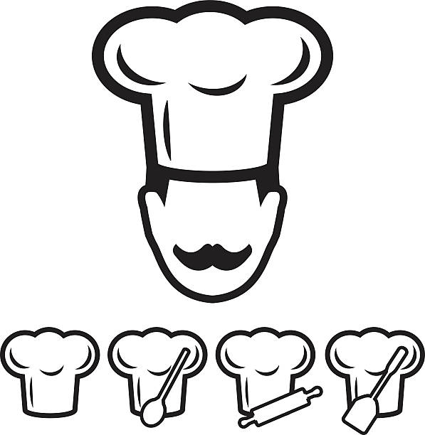 ilustraciones, imágenes clip art, dibujos animados e iconos de stock de sombrero conjunto de iconos de chef - chef italian culture isolated french culture
