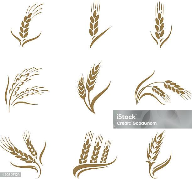 Wheat Icon Set Stock Illustration - Download Image Now - Wheat, Bread, Icon Symbol