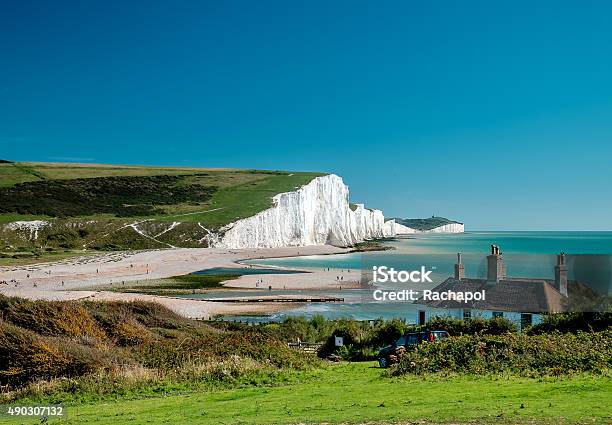Seven Sisters Cliffs At Sussex Stock Photo - Download Image Now - Seven Sisters - Cliffs, UK, Beach
